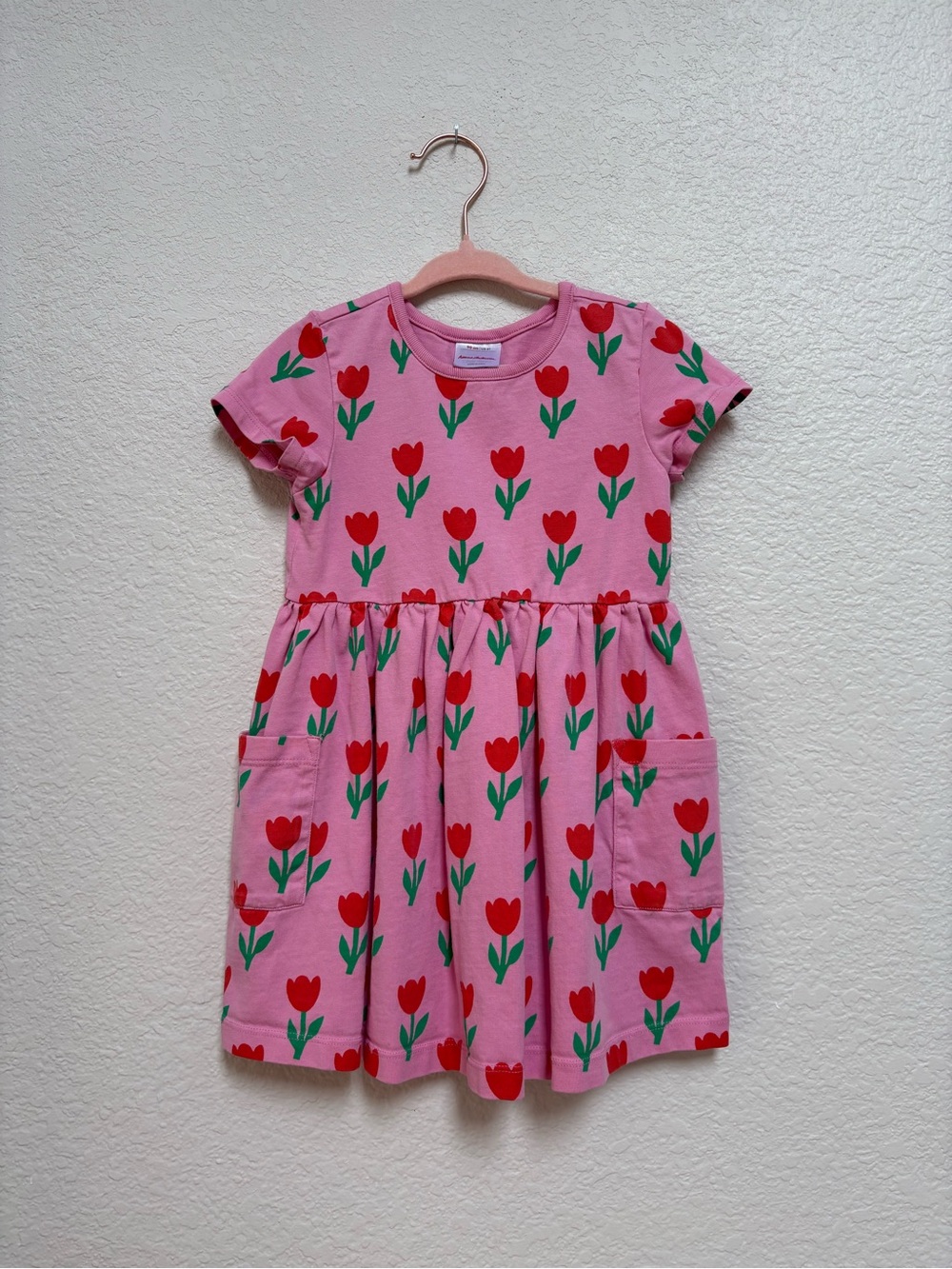 Hanna Andersson Toddler Playground Dress with Pockets Red Tulip Print Cotton 3T